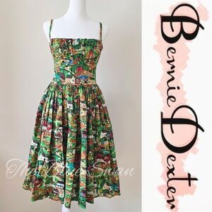 EUC Bernie Dexter Paris Heartland Homestead Village Print Dress S